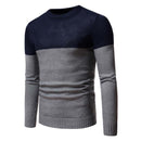 Stitching Contrast Men's Bottoming Shirt Round Neck Long-Sleeved Sweater