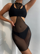 Women's Black three-piece bikini Set