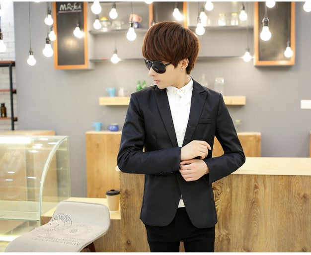 Spring and Autumn Men's Casual Men's Slim Fit Small Suit Fashion England Large Size Youth Jacket Tide Solid Color
