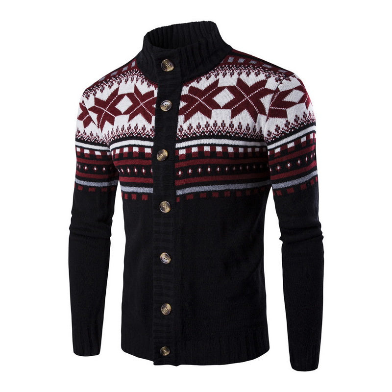 Mens Christmas Casual Slim Fit Knitted Snowflake Sweater