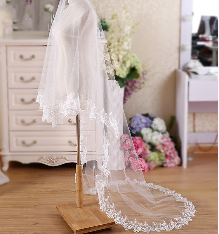 Simple lace Korean bride veil
