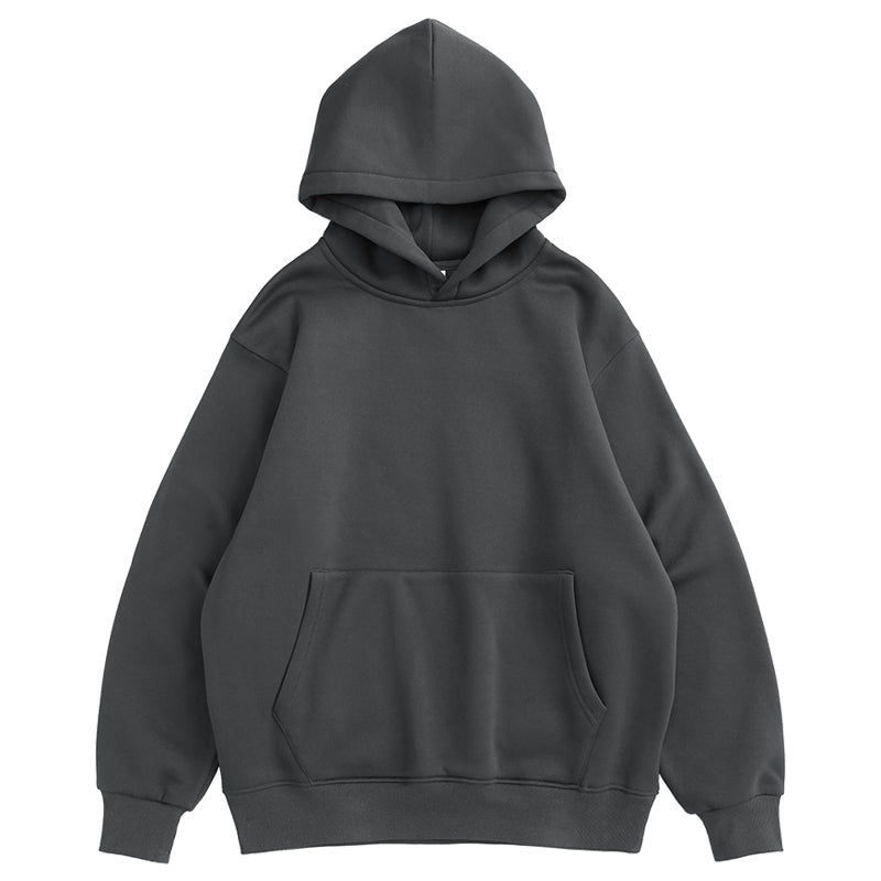 Hooded Plus Velvet Padded Pullover Solid Color Sweater Hoodie Long Sleeves