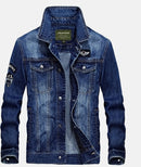 58125Jeep Men's Jacket, Casual Big Size Loose Men's Denim Jacket, Fashionable Lapel Thickening
