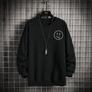 Men's Smiley Print Round Neck Pullover Casual Sweater