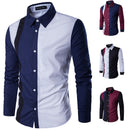 Men's pointed collar long sleeve spliced shirt