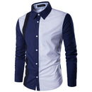 Men's pointed collar long sleeve spliced shirt