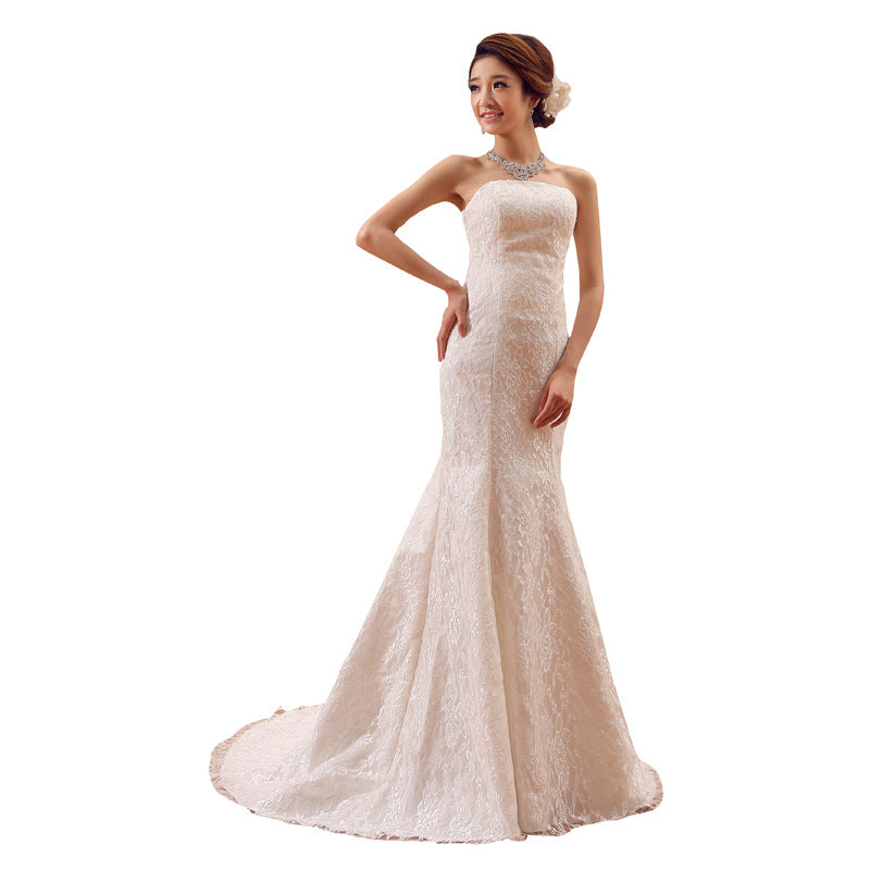 Wedding dress waist fishtail wedding dress bride slim slim tube top wedding dress 2021 new straps large size wholesale