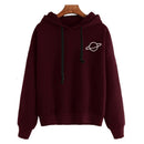 Multicolor Printed Planet Hoodie For Ladies