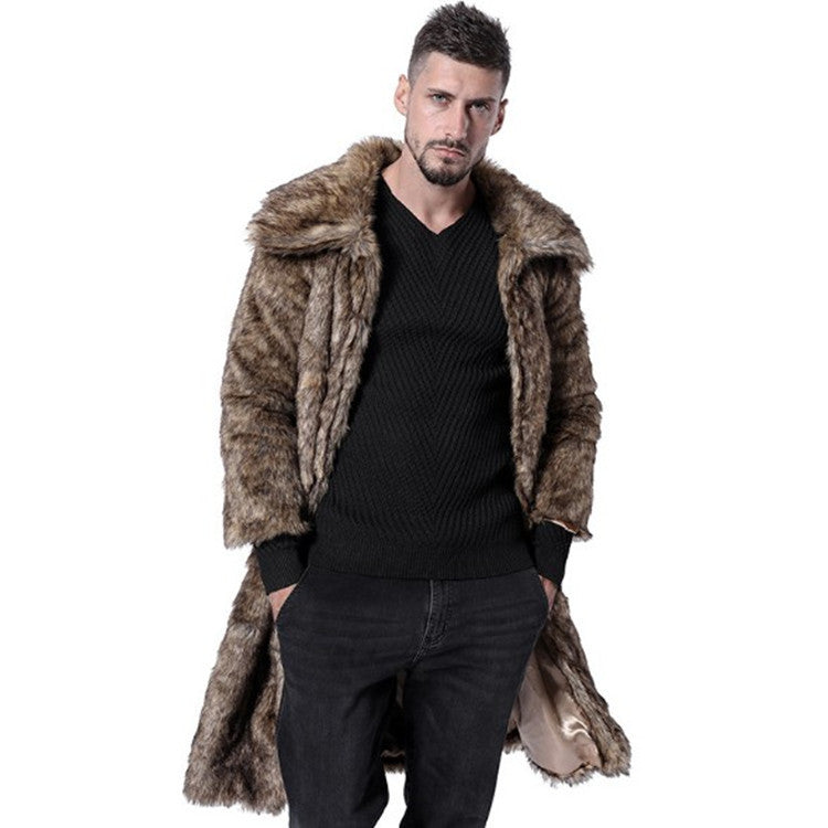 Men's Fur Coat Imitation Fox Fur Large Size Coat Trench Coat Faux  Coat New