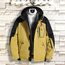 Casual Zip-up Cotton Suit With Solid Color Lapel And Cap