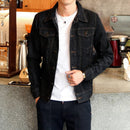 Lapel Long Sleeve Denim Jacket Men