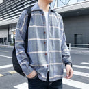 Fashion All-Match Retro Male Woolen Plaid Trench Coat