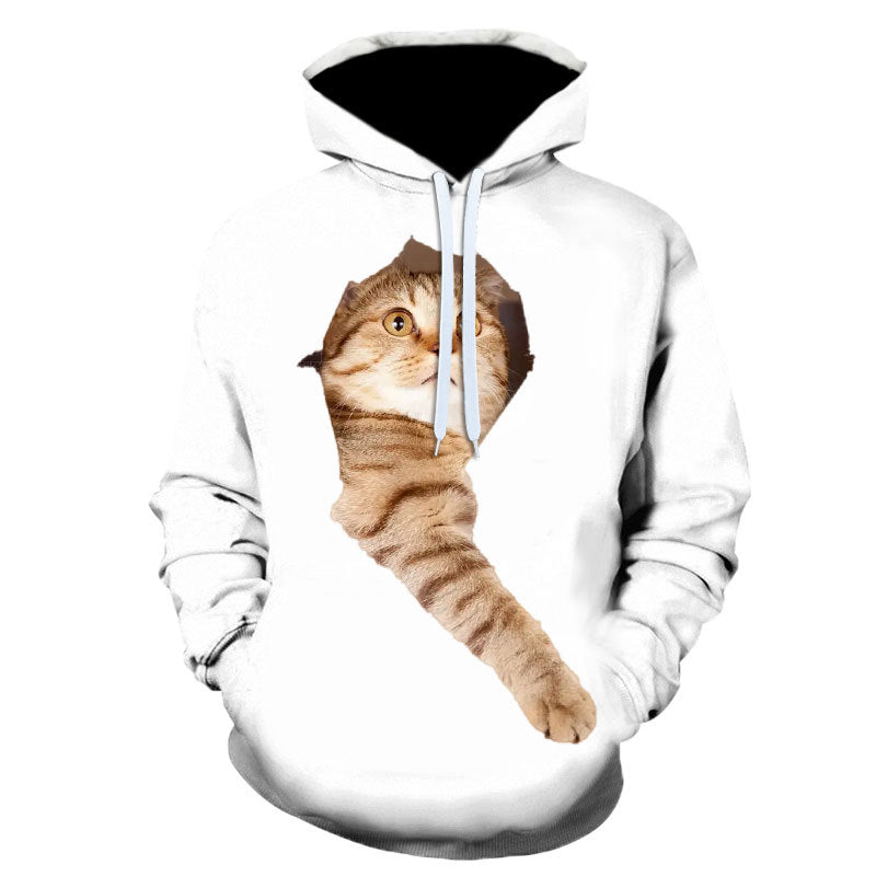 Printed Kitten Fashion Couple Hoodie Sweater Loose