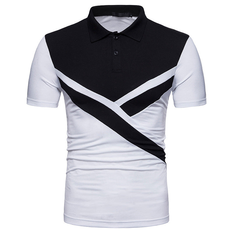 Irregular Stitching Short-Sleeved t-Shirt Polo Shirt