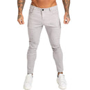 Four Seasons Simple Slim Low-Rise Ripped Feet Pants Men