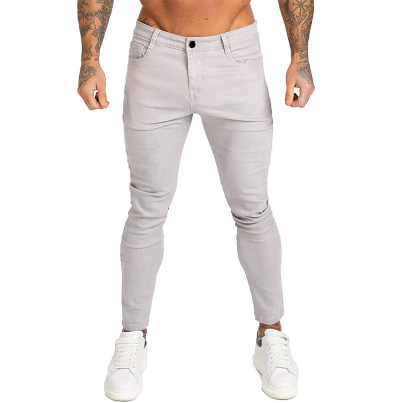 Four Seasons Simple Slim Low-Rise Ripped Feet Pants Men