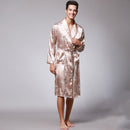 Long-Sleeved Nightgown, Printed Dragon Pattern, Long Bathrobe, Imitation Silk Home Service