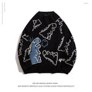 Sweater Hit Color Couple Loose Round Neck Sweater Outer Wear