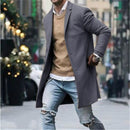 Men's Windbreaker Simple Woolen Coat Casual Woolen Mid Length Coat