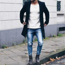 Men's Windbreaker Simple Woolen Coat Casual Woolen Mid Length Coat