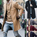 Men's Windbreaker Simple Woolen Coat Casual Woolen Mid Length Coat