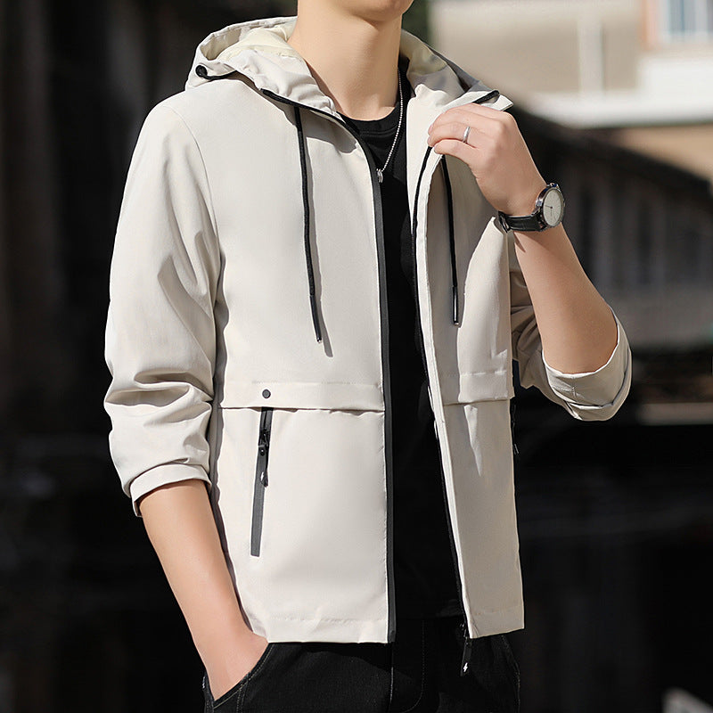 Stand-up Collar Slim Trendy Embroidered Thin Blouse Jacket Men's Casual Jacket