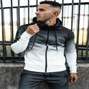 Sports Fitness Men's Cardigan Elastic Hooded Suit
