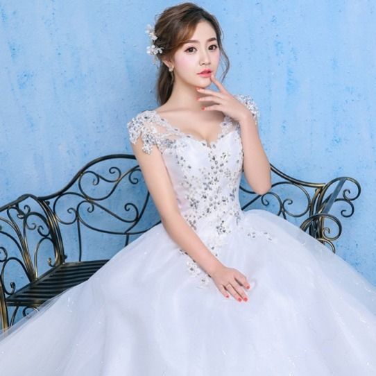 Luxury Wedding Dress With Fat Diamonds Embellished Summer And Spring One-shoulder Wedding Dress