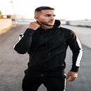 Sports Fitness Men's Cardigan Elastic Hooded Suit