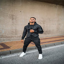 Sports Fitness Men's Cardigan Elastic Hooded Suit