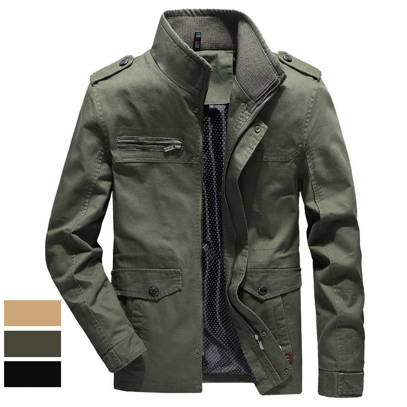 Cotton Stand-collar Mid-length Jacket