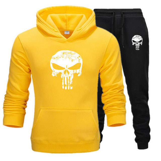 Pieces Sets Tracksuit Men Skull Brand Autumn Winter Hooded