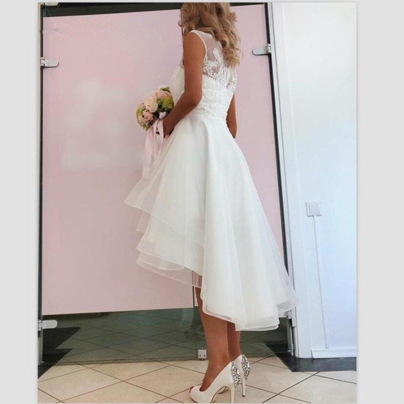 New Style Wedding Dress Short Front And Long Lace Simple Short