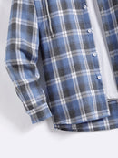 Men Plaid Drawstring Hooded Shirt Without Tee