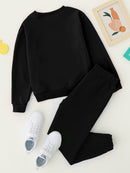 Boys Slogan And Tiger Print Pullover Sweatpants