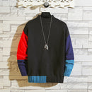 New Men's Semi Turtleneck Pullover With Contrast Stitching Sweater