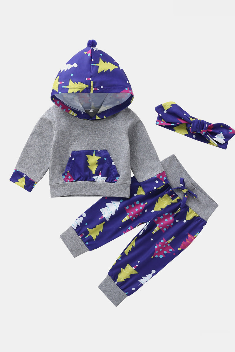 Girls Tree Graphic Hoodie and Pants Set