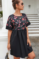 Floral Short Sleeve Babydoll Dress
