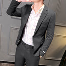 Two-Piece All-Match Solid Color British Style Suit