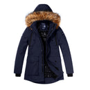 Men's warm padded jacket with large fur collar