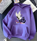 Plus Velvet Women's Print Sweater With Hooded