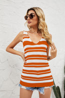 Striped V-Neck Knit Tank