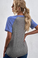 Raglan Sleeve Patchwork Colorblock T-Shirt