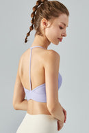 Ribbed Halter Neck Open Back Cropped Sports Cami