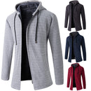 Pure Color Plus Velvet Fashion Hooded Knitted Sweater Coat