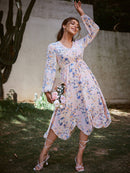 Floral V-Neck Ruffled Dress