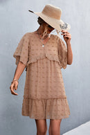 Swiss Dot Frill Trim V-Neck Lined Dress