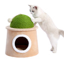 Cactus Cat Cave House with Sisal Scratching Post and sisal ball for cat kittens Green M