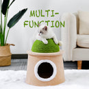 Cactus Cat Cave House with Sisal Scratching Post and sisal ball for cat kittens Green L