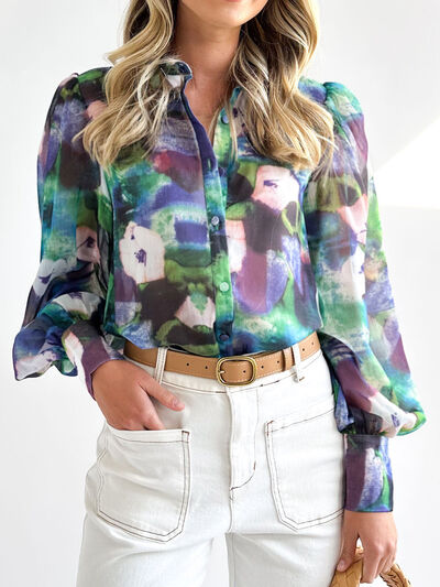 Floral Button Up Collared Neck Shirt